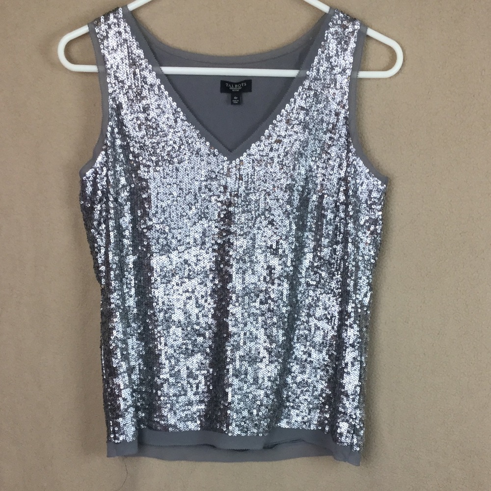 HOST PICK !!! TALBOTS GRAY SEQUINS VNECK TOP